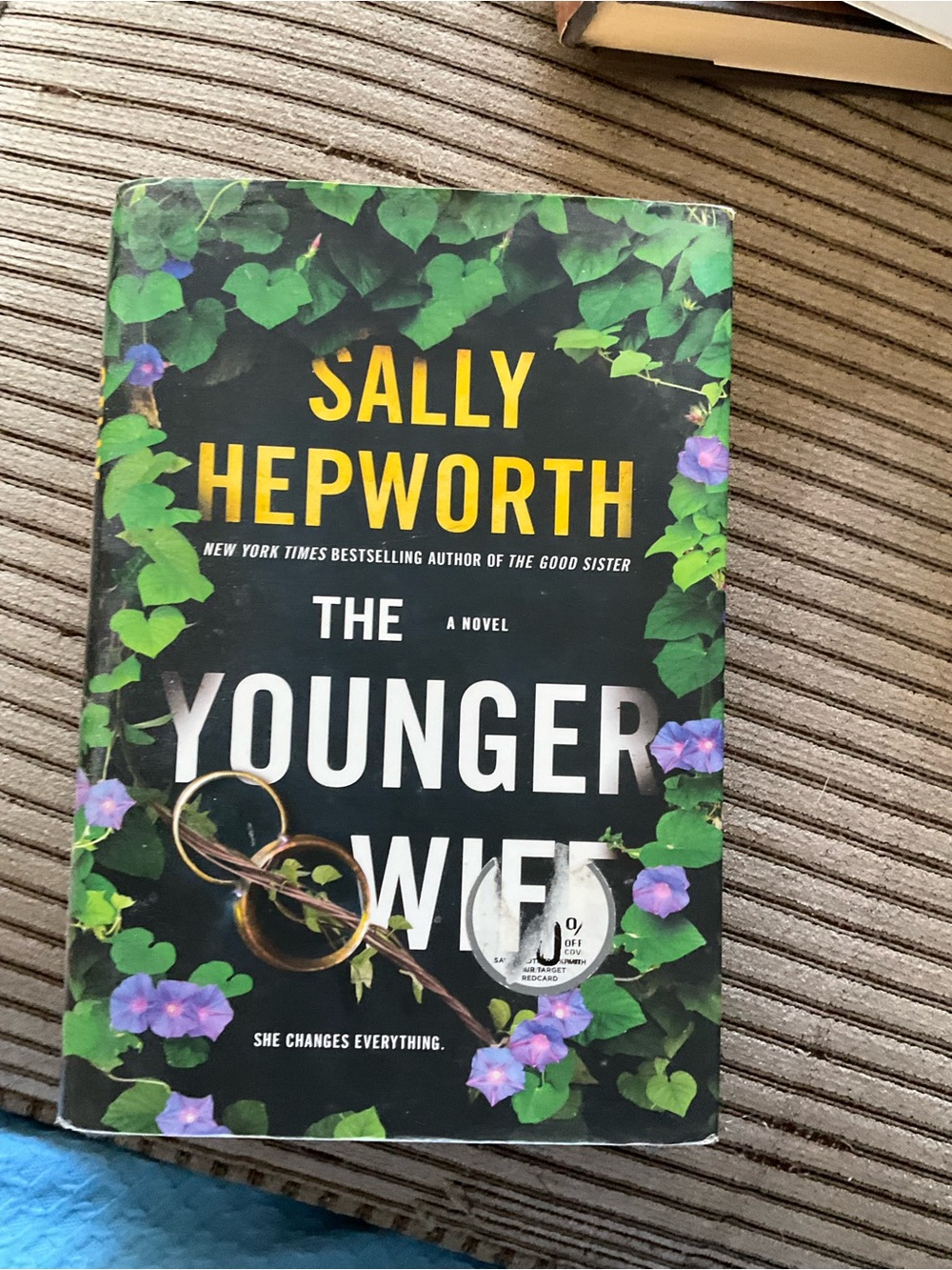 Sally Hepworth "The Younger Wife" hardcover- Black & Green Floral Cover